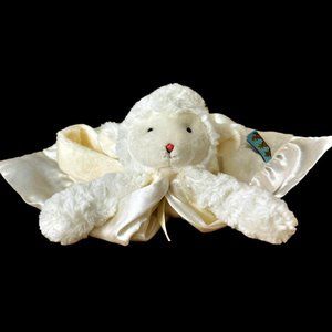 Bunnies by the Bay White Satin Lamb Sheep 11" Baby Lovey Security Blanket Plush